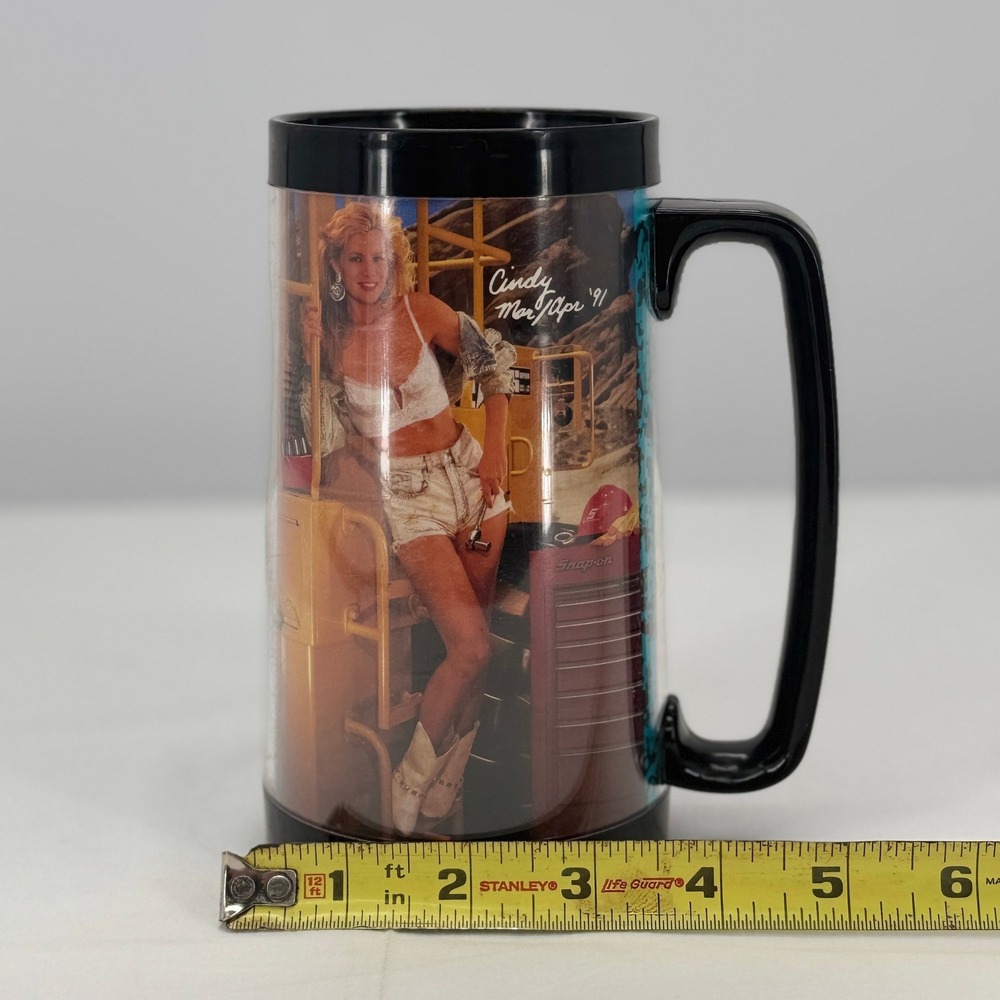 Vintage 1991 Snap-on Tools Cindy Margolis Calendar Mug Plastic Stein Collectible - Picture 7 of 9